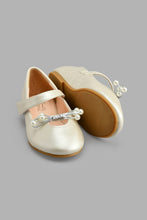 Load image into Gallery viewer, Redtag-Cream-Pearl-Trim-Ballerina-Colour:Cream,-Filter:Girls-Footwear-(3-to-5-Yrs),-GIR-Casual-Shoes,-New-In,-New-In-GIR-FOO,-Non-Sale,-S22B,-Section:Kidswear-Girls-3 to 5 Years
