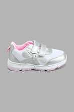 Load image into Gallery viewer, Redtag-Silver-Floral-Trim-Slim-Runner-Colour:Silver,-Filter:Girls-Footwear-(3-to-5-Yrs),-GIR-Trainers,-New-In,-New-In-GIR-FOO,-Non-Sale,-S22B,-Section:Kidswear-Girls-3 to 5 Years
