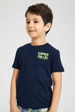 Load image into Gallery viewer, Redtag-Navy-Gamer-Print-T-Shirt-And-Check-Shorts-Set-Pyjama-Sets-Boys-2 to 8 Years
