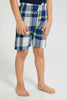 Redtag-Navy-Gamer-Print-T-Shirt-And-Check-Shorts-Set-Pyjama-Sets-Boys-2 to 8 Years