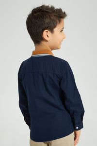 Redtag-Navy-Knitted-Collar-Long-Sleeve-Shirt-Boys-Shirts,-Colour:Navy,-Filter:Boys-(2-to-8-Yrs),-New-In,-New-In-BOY,-Non-Sale,-S22B,-Section:Kidswear-Boys-2 to 8 Years