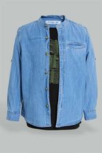 تنزيل الصورة على معرض الصور، Redtag-Light-Wash-Denim-Mandarin-Collar-Shirt-And-T-Shirt-Set-Boys-Shirts,-Colour:Light-Wash,-Filter:Boys-(2-to-8-Yrs),-New-In,-New-In-BOY,-Non-Sale,-S22A,-Section:Kidswear-Boys-2 to 8 Years
