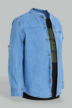 تنزيل الصورة على معرض الصور، Redtag-Light-Wash-Denim-Mandarin-Collar-Shirt-And-T-Shirt-Set-Boys-Shirts,-Colour:Light-Wash,-Filter:Boys-(2-to-8-Yrs),-New-In,-New-In-BOY,-Non-Sale,-S22A,-Section:Kidswear-Boys-2 to 8 Years
