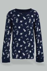 Redtag-4-Piece-Pack-Astronaut-Print-Pyjama-Set-Pyjama-Sets-Boys-2 to 8 Years