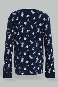 Redtag-4-Piece-Pack-Astronaut-Print-Pyjama-Set-Pyjama-Sets-Boys-2 to 8 Years