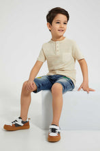 Load image into Gallery viewer, Redtag-Beige-Stone-Pocket-Henley-All-Over-Prints-Boys-2 to 8 Years
