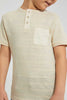 Redtag-Beige-Stone-Pocket-Henley-All-Over-Prints-Boys-2 to 8 Years
