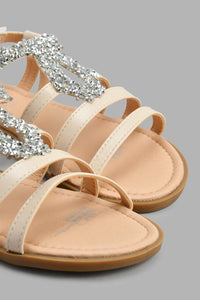 Redtag-Cream-Glitter-Sandal-Casual-Sandals-Senior-Girls-5 to 14 Years