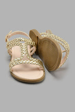 Load image into Gallery viewer, Redtag-Gold-Braided-Sandal-Sandals-Senior-Girls-5 to 14 Years
