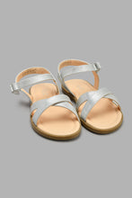 Load image into Gallery viewer, Redtag-Silver-Crossover-Strap-Sandal-Sandals-Senior-Girls-5 to 14 Years
