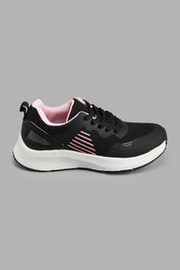 Redtag-Black-Lace-Up-Trainer-Sneakers-Senior-Girls-5 to 14 Years