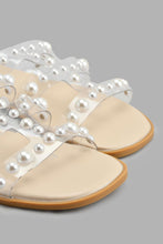 Load image into Gallery viewer, Redtag-White-Pearl-Strap-Mule-Sandal-Casual-Sandals-Senior-Girls-5 to 14 Years
