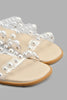 Redtag-White-Pearl-Strap-Mule-Sandal-Casual-Sandals-Senior-Girls-5 to 14 Years