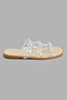 Redtag-White-Pearl-Strap-Mule-Sandal-Casual-Sandals-Senior-Girls-5 to 14 Years