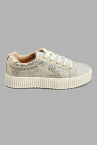 Redtag-Gold-Glitter-Sneaker-Sneakers-Senior-Girls-5 to 14 Years