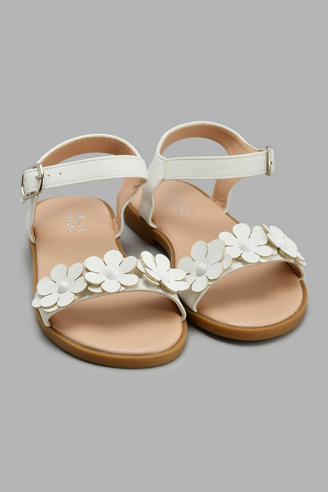 Redtag-White-Floral-Sandal-Slingbacks-Senior-Girls-5 to 14 Years