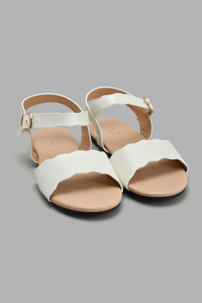 Redtag-White-Scalloped-Sandal-Slingbacks-Senior-Girls-5 to 14 Years