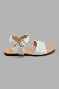 Redtag-White-Scalloped-Sandal-Slingbacks-Senior-Girls-5 to 14 Years