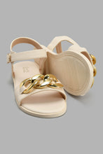 Load image into Gallery viewer, Redtag-Cream-Chain-Embellished-Sandal-Slingbacks-Senior-Girls-5 to 14 Years
