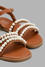 Load image into Gallery viewer, Redtag-Brown-Pearl-Sandal-Sandals-Senior-Girls-5 to 14 Years
