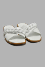 Load image into Gallery viewer, Redtag-White-Chain-Embellished-Mule-Sandal-Sandals-Senior-Girls-5 to 14 Years
