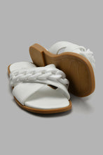 Load image into Gallery viewer, Redtag-White-Chain-Embellished-Mule-Sandal-Sandals-Senior-Girls-5 to 14 Years
