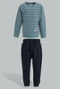 Redtag-Blue-Striped-And-Black-Jogging-Suits-Sets-Infant-Boys-3 to 24 Months