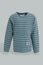 تنزيل الصورة على معرض الصور، Redtag-Blue-Striped-And-Black-Jogging-Suits-Sets-Infant-Boys-3 to 24 Months
