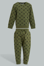 تنزيل الصورة على معرض الصور، Redtag-Olive-Printed-Jogging-Suits-Sets-Infant-Boys-3 to 24 Months
