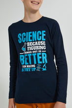 Load image into Gallery viewer, Redtag-Navy-Science-T-Shirt-Long-Sleeves-Senior-Boys-9 to 14 Years
