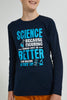 Redtag-Navy-Science-T-Shirt-Long-Sleeves-Senior-Boys-9 to 14 Years