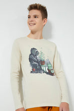 Load image into Gallery viewer, Redtag-Biege-Diver-T-Shirt-Graphic-Prints-Senior-Boys-9 to 14 Years
