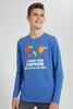 Redtag-Blue-Havent-Been-Anywhere-T-Shirt-Graphic-Prints-Senior-Boys-9 to 14 Years