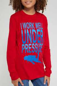 Redtag-Red-Under-Pressure-T-Shirt-Graphic-Prints-Senior-Boys-9 to 14 Years