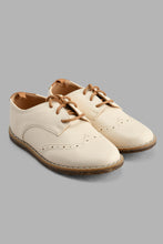 Load image into Gallery viewer, Redtag-Off-White-Lace-Up-Brogue-Casual-Shoes-Boys-3 to 5 Years
