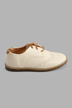 Load image into Gallery viewer, Redtag-Off-White-Lace-Up-Brogue-Casual-Shoes-Boys-3 to 5 Years
