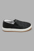 Redtag-Black-Woven-Upper-Slip-On-Slip-Ons-Boys-3 to 5 Years