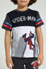 Redtag-Black-Spiderman-Foil-Print-T-Shirt-Character-Boys-2 to 8 Years