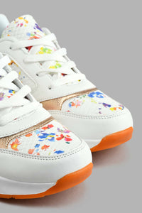 Redtag-White-Floral-Print-Slim-Runner-Colour:White,-Filter:Girls-Footwear-(5-to-14-Yrs),-GSR-Trainers,-New-In,-New-In-GSR-FOO,-Non-Sale,-S22B,-Section:Kidswear-Senior-Girls-5 to 14 Years