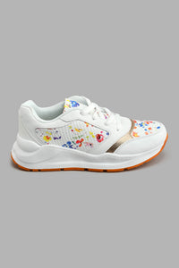 Redtag-White-Floral-Print-Slim-Runner-Colour:White,-Filter:Girls-Footwear-(5-to-14-Yrs),-GSR-Trainers,-New-In,-New-In-GSR-FOO,-Non-Sale,-S22B,-Section:Kidswear-Senior-Girls-5 to 14 Years