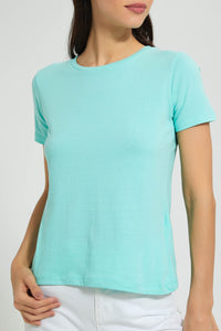 Redtag-Mint-Plain-Short-Sleeve-Crew-Neck-T-Shirt-Active-Tees-Women's-