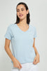 Redtag-Blue-Plain-Short-Sleeve-V-Neck-T-Shirt-Active-Tees-Women's-