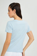 Load image into Gallery viewer, Redtag-Blue-Plain-Short-Sleeve-V-Neck-T-Shirt-Active-Tees-Women&#39;s-
