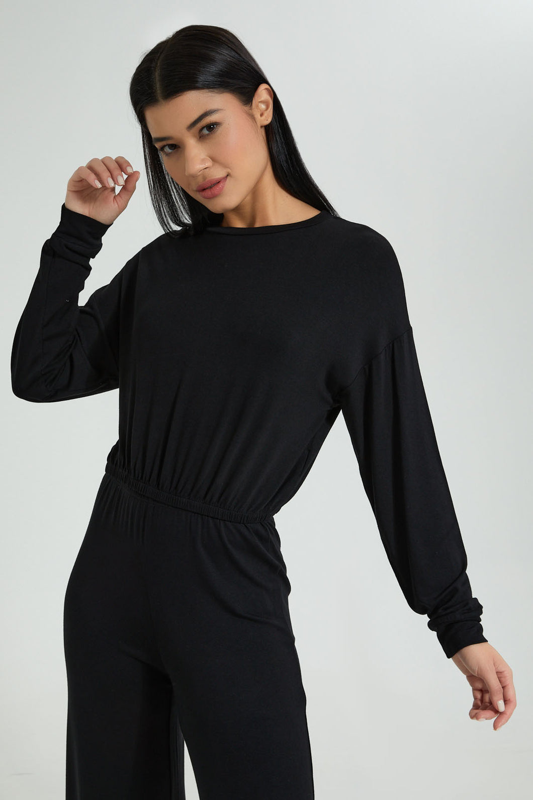 Redtag-Brown-Crew-Neck-Sweatshirt-With-Elasticated-Hem-Colour:Brown,-Filter:Women's-Clothing,-New-In,-New-In-Women,-Non-Sale,-S22B,-Section:Women,-Women-Sweatshirts-Women's-