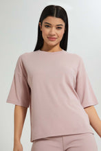 Load image into Gallery viewer, Redtag-Pink-Long-Line-Extended-Sleeve-T-Shirt-With-Emb-Colour:Pink,-Filter:Women&#39;s-Clothing,-New-In,-New-In-Women,-Non-Sale,-S22B,-Section:Women,-Women-T-Shirts-Women&#39;s-
