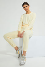 Load image into Gallery viewer, Redtag-Yellow-Crewneck-SweaT-Shirt-With-Gathers-At-Hem-&amp;-Placement-Embroideredroidery-Loungewear-Women&#39;s-
