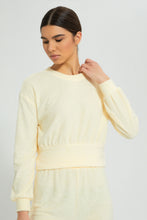 Load image into Gallery viewer, Redtag-Yellow-Crewneck-SweaT-Shirt-With-Gathers-At-Hem-&amp;-Placement-Embroideredroidery-Loungewear-Women&#39;s-
