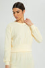 Redtag-Yellow-Crewneck-SweaT-Shirt-With-Gathers-At-Hem-&-Placement-Embroideredroidery-Loungewear-Women's-