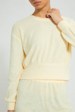 Load image into Gallery viewer, Redtag-Yellow-Crewneck-SweaT-Shirt-With-Gathers-At-Hem-&amp;-Placement-Embroideredroidery-Loungewear-Women&#39;s-
