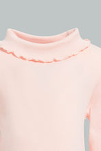 Load image into Gallery viewer, Redtag-Coral-Solid-Ribbed-Tshirt-Plain-Infant-Girls-3 to 24 Months
